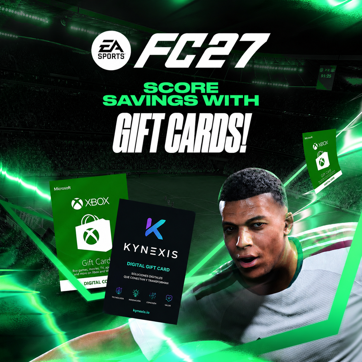 Campaña de gift cards digitales Kynexis y Xbox con EA Sports FC 27