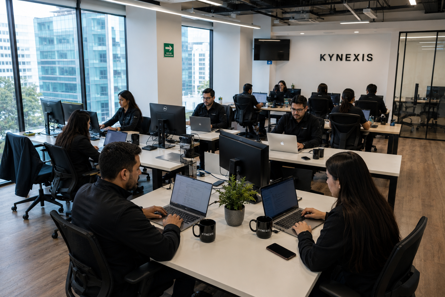 Espacio abierto de trabajo en las oficinas de Kynexis